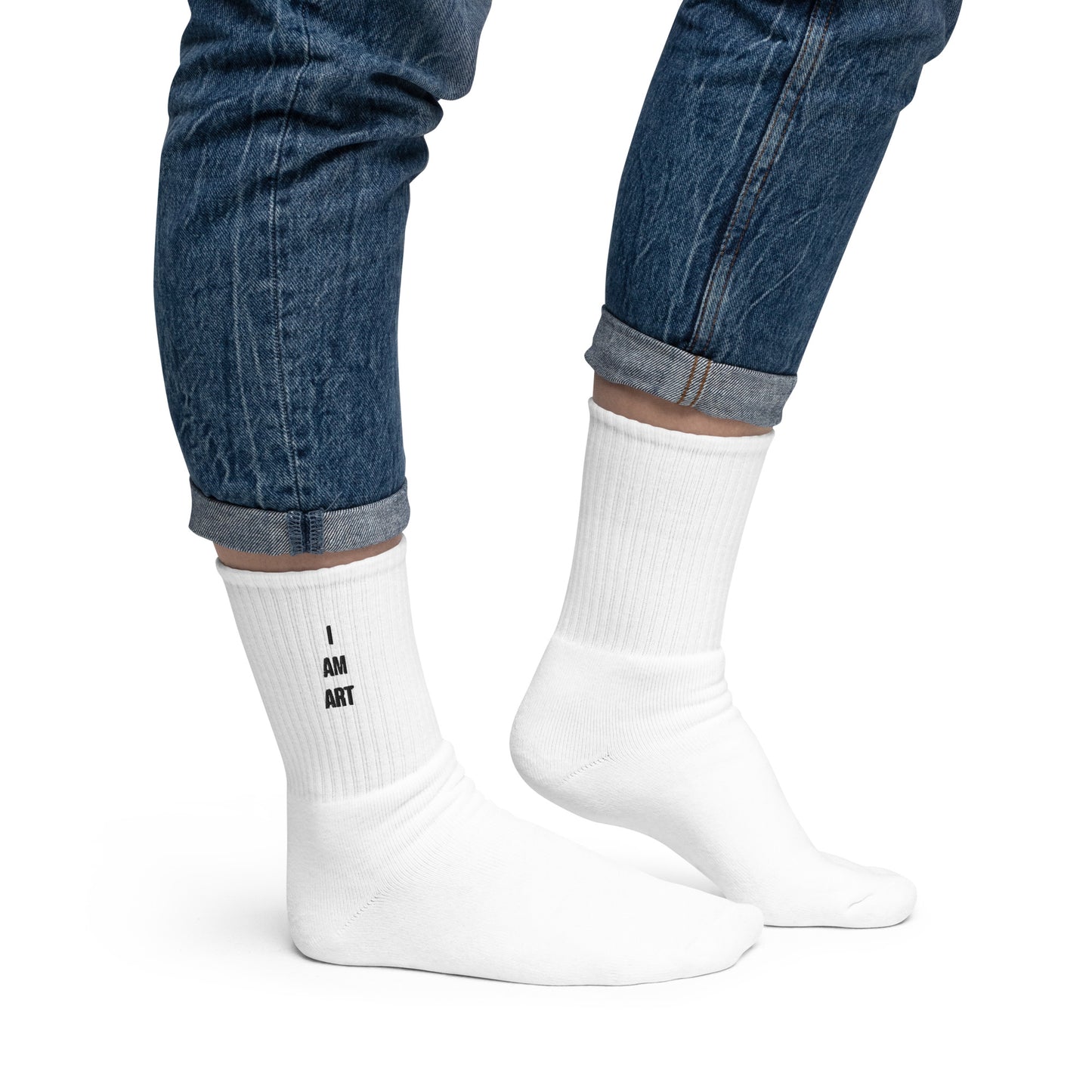 Custom Embroidered I AM ART Socks!