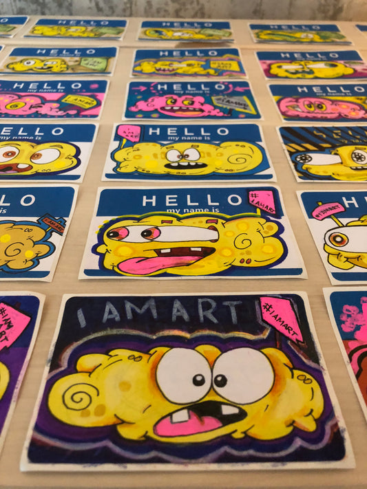 Limited Edition Hand Draw Hello My Name is #IAMART Poof Clouds
